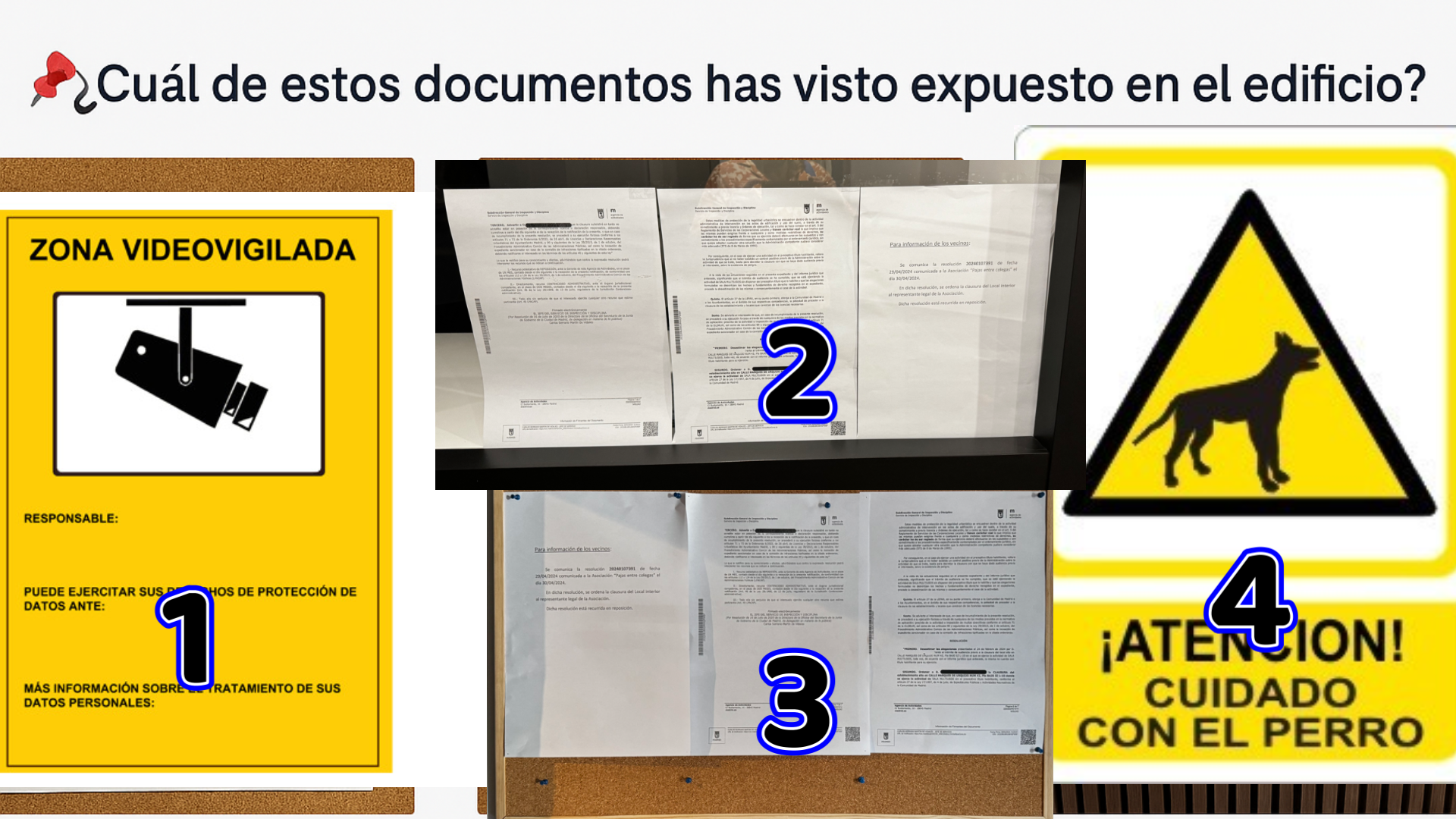 Documentos expuestos en el edificio